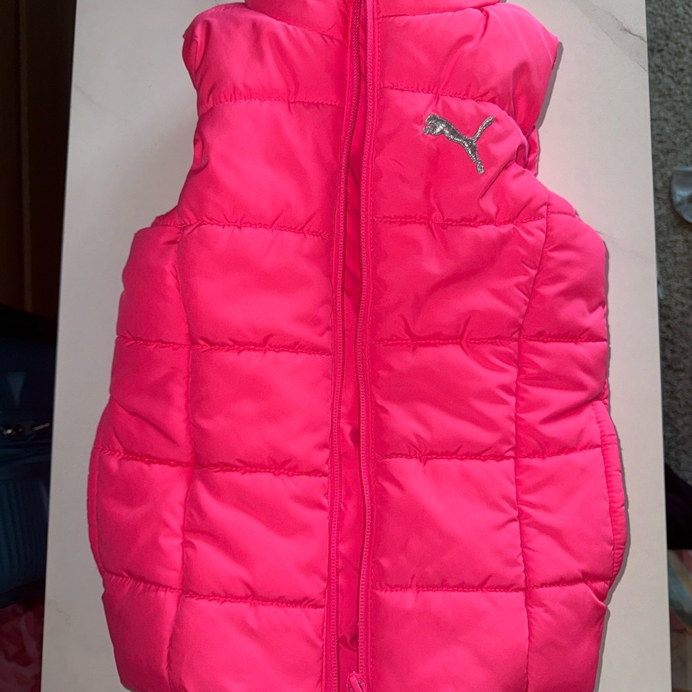 Puma Pink Puffer Jacket Quilted Insulated Size XXS 3/4T